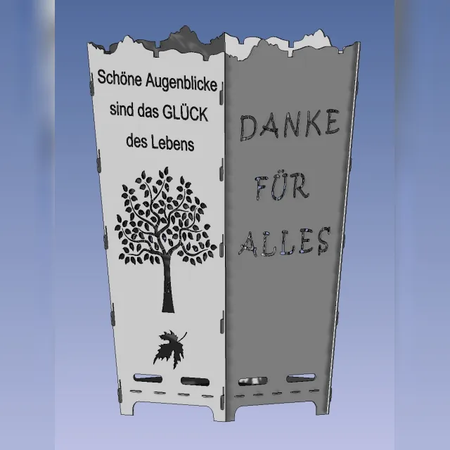 Feuerkorb-Motiv „Danke für Alles“