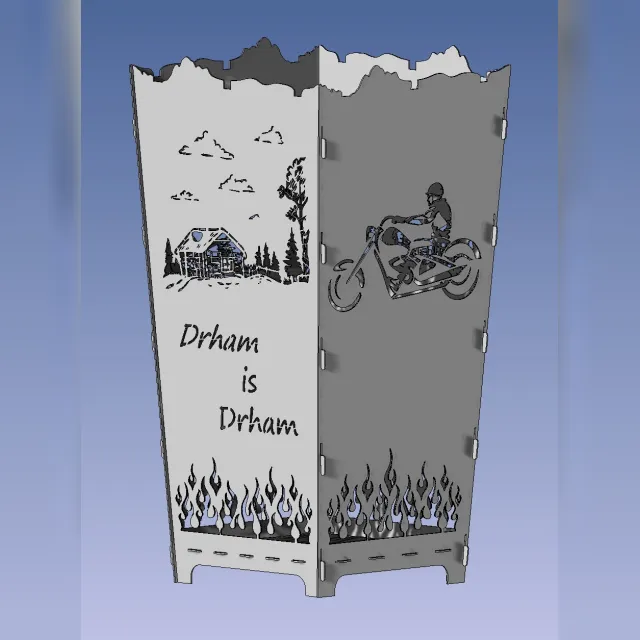 Feuerkorb mit Biker & „Drham“