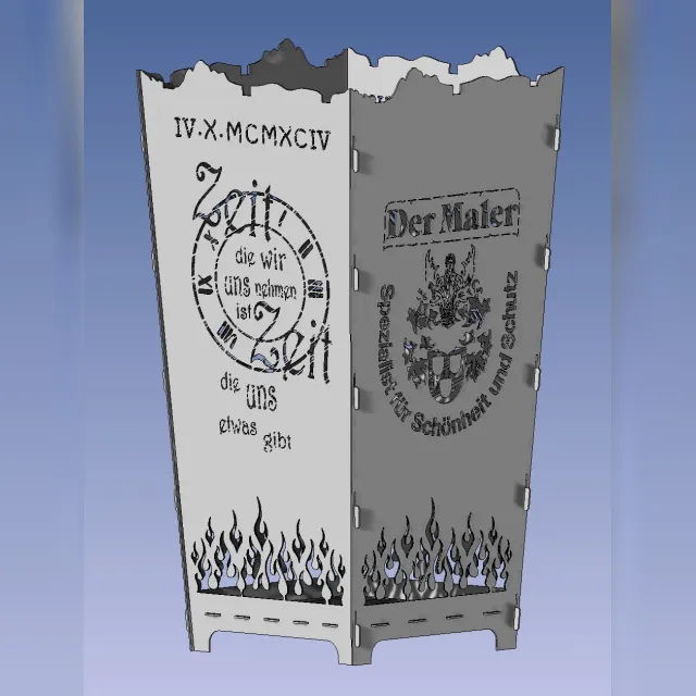 Feuerkorb-Motiv „Zeit“