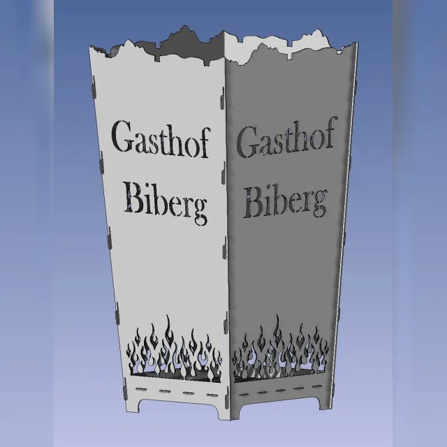 Feuerkorb mit Schriftzug