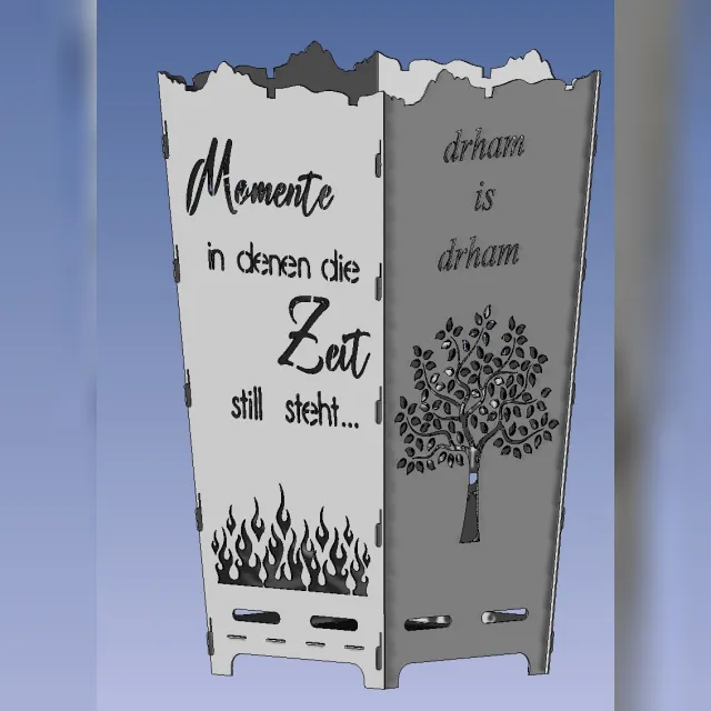 Feuerkorb Motiv Lebensbaum & Spruch